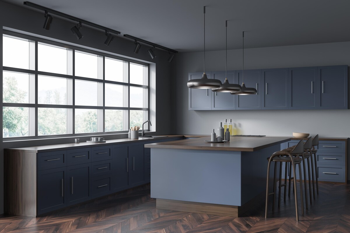 Island Modular Kitchen Design with an Expansive Window Island Modular Kitchen Design with an Expansive Window