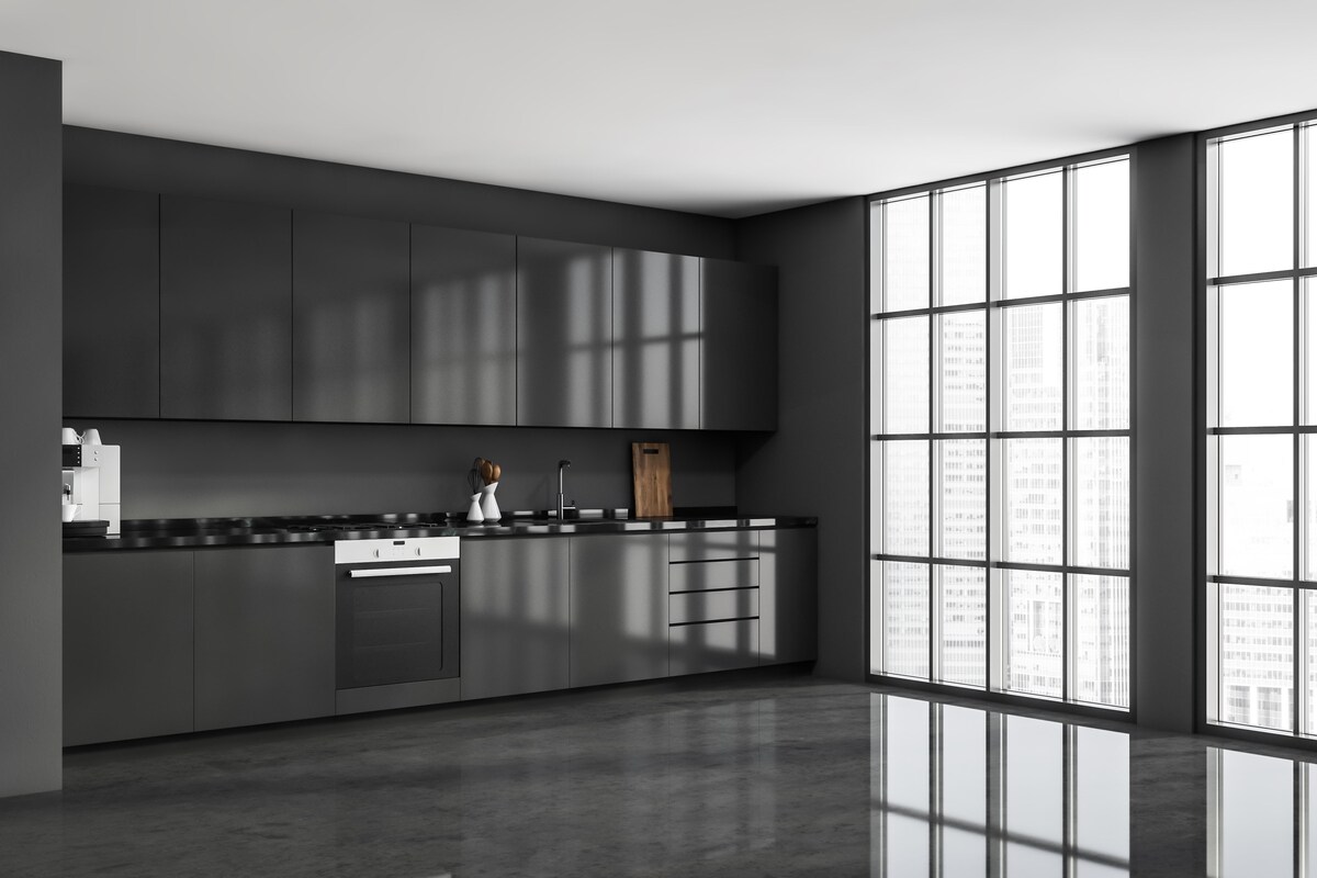 Streamlined Black Modular Kitchen Design Streamlined Black Modular Kitchen Design