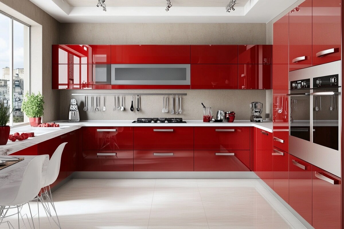 Modern Kitchen Design with High Gloss Units and Quartz Countertop