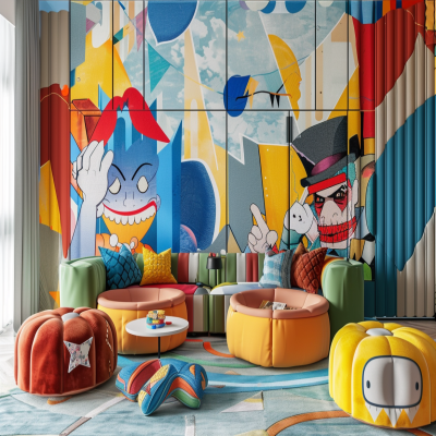 Modern Kids Room Design With Joker-Themed Wallpaper