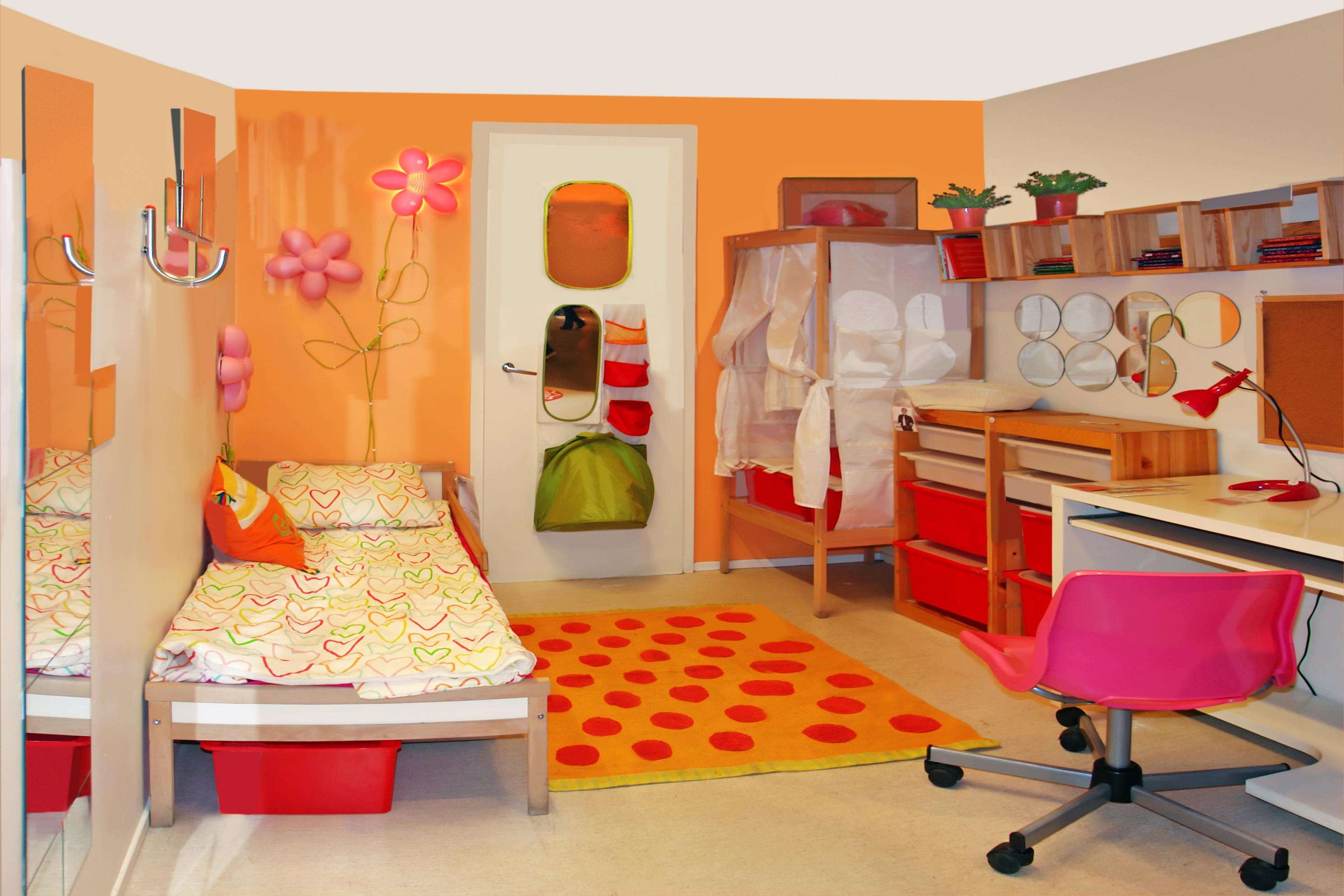 pink and orange kids room design
