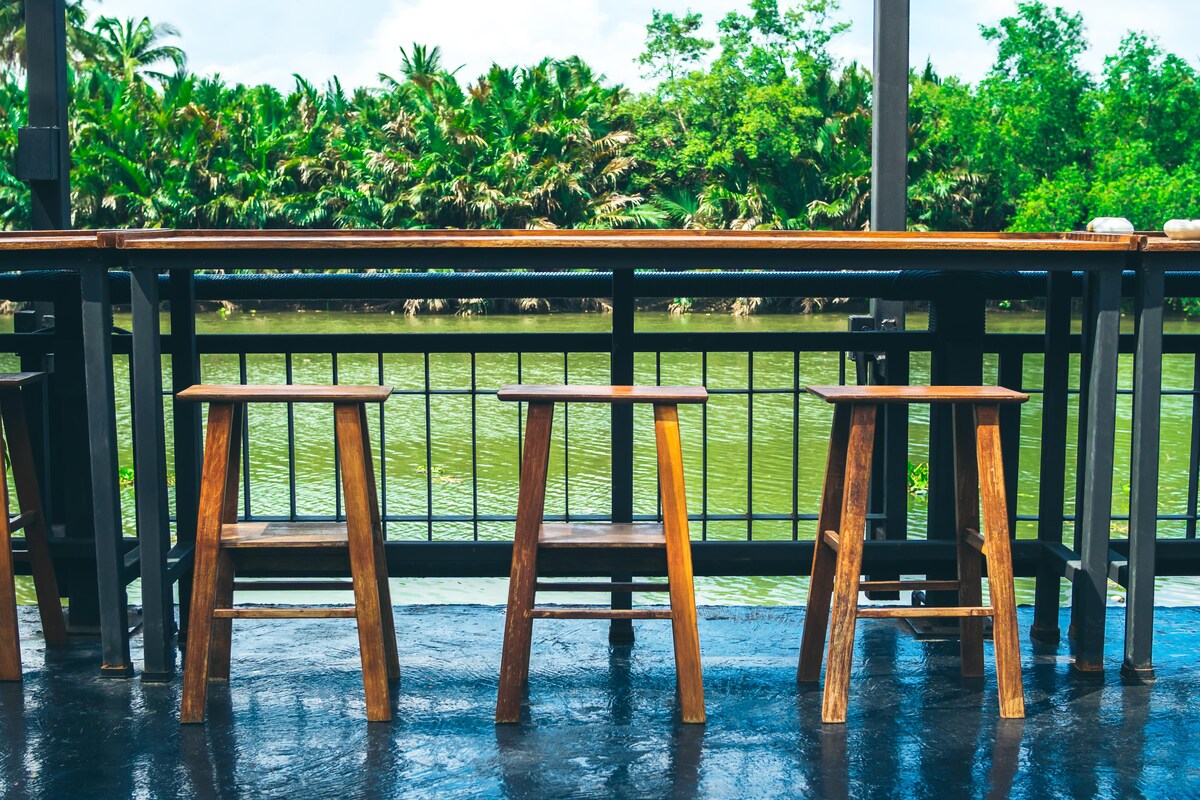 Simple Balcony Design with Bar Stool Simple Balcony Design with Bar Stool