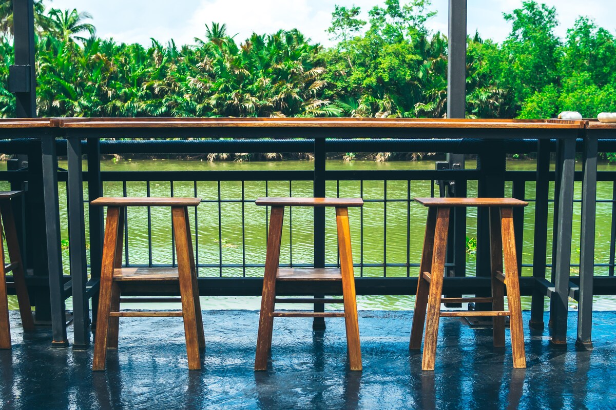 Simple Balcony Design with Bar Stool