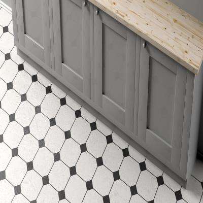 White and Black Classic Kitchen Floor Tile