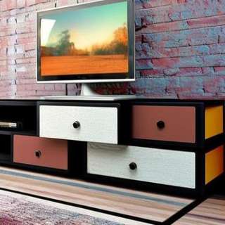 Industrial TV Unit Design in Multicolour Laminate