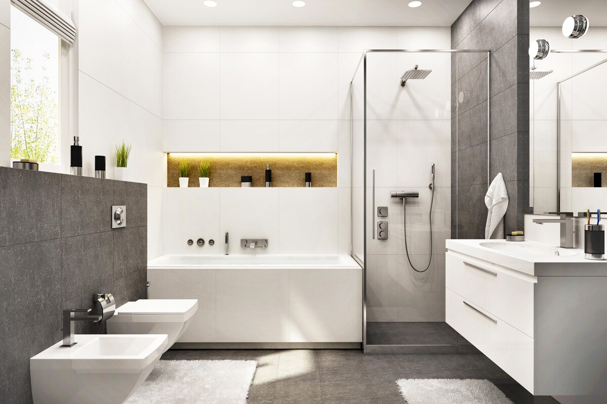Contemporary Bathroom Design With Grey Marble Palette Contemporary Bathroom Design With Grey Marble Palette
