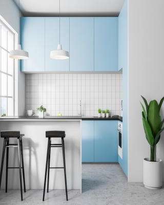 Modern Blue Kitchen Layout