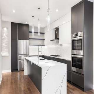 Island Grey and White Combination Modular Kitchen