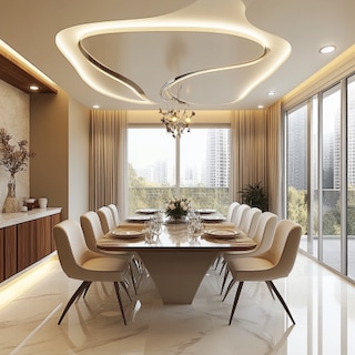 Modern U-Shaped Gypsum False Ceiling Design For Dining Room