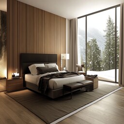 Contemporary Master Bedroom Design With Tufted Bed and Green Accent Wall