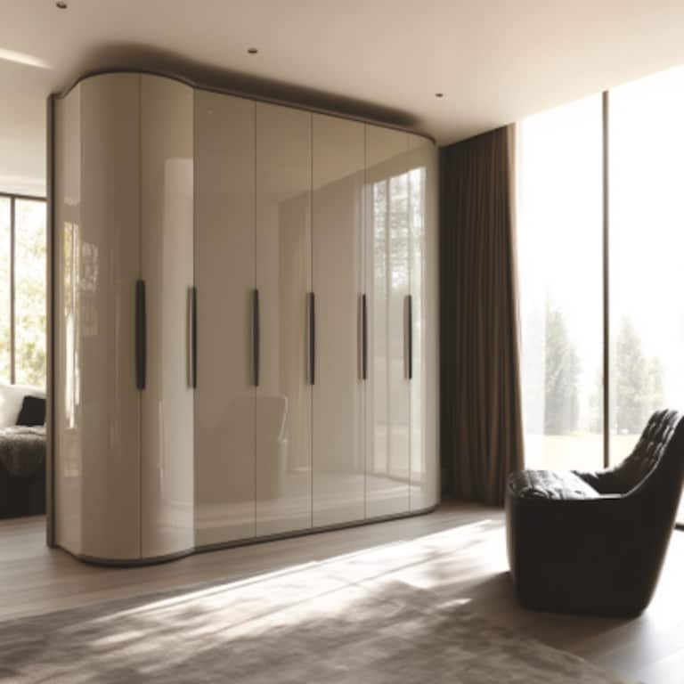 Contemporary Champagne-Toned 8-Door Swing Wardrobe Design