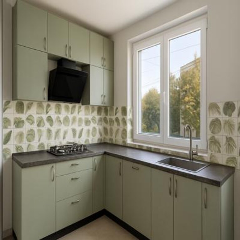 Modern Sage Green L Shaped Kitchen