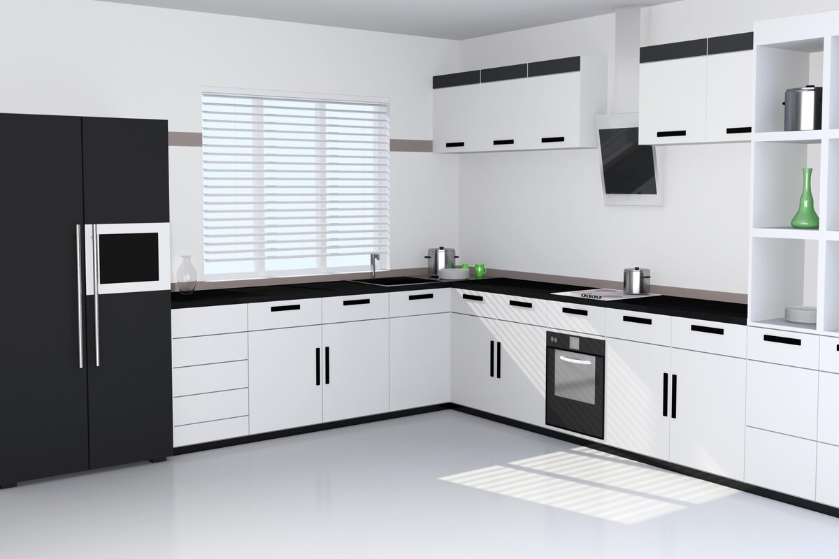 Black and White ACP Modular Kitchen Black and White ACP Modular Kitchen