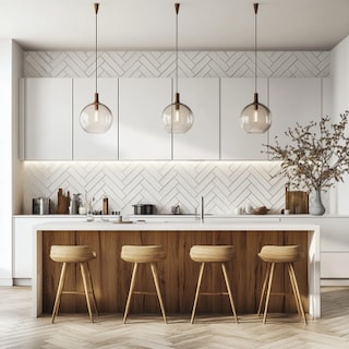 Modern White Porcelain Herringbone Kitchen Tile Design