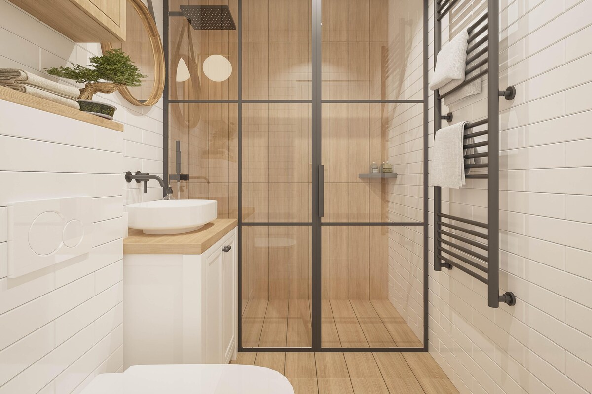 Contemporary Bathroom Design With Beige Shade Contemporary Bathroom Design With Beige Shade