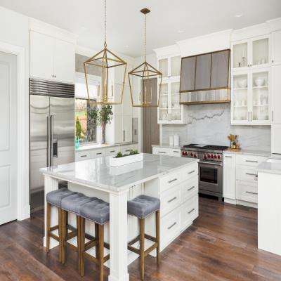 White Modern Style Glass Kitchen Cabinets