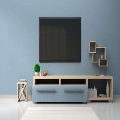 Industrial TV Unit Design in Blue and Brown