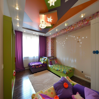 Contemporary Kids Room Design For Girls WIth POP False Ceiling