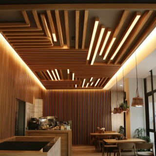 Contemporary Single Layered POP And Wooden Ceiling Design