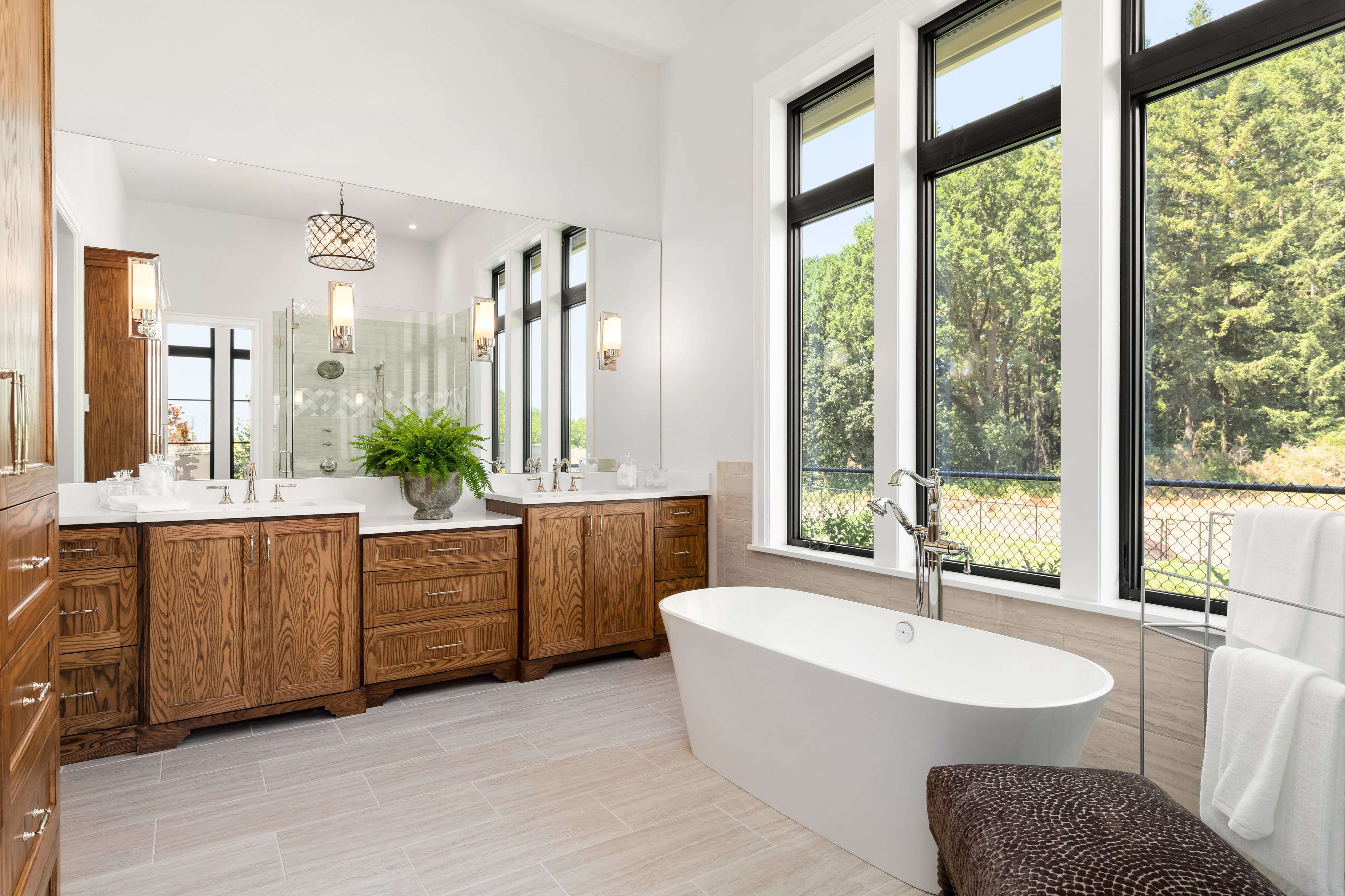 Transitional Bathroom Design with Great Views