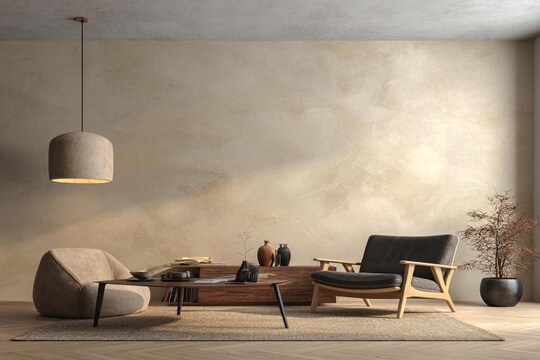Beige Minimal Wall Paint Design for Bedrooms and Living Room