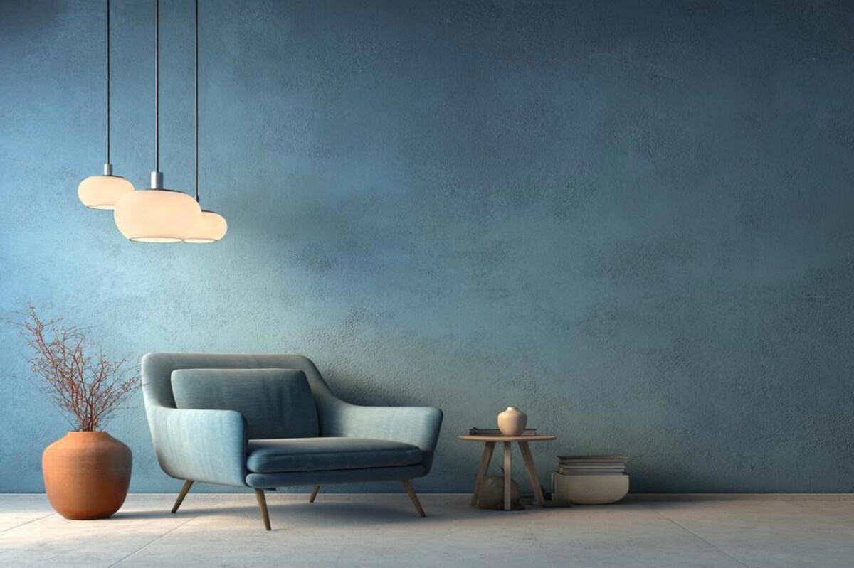 Blue Minimal Wall Paint Design for Bedrooms and Living Room Interiors