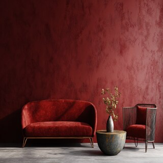 Bohemian Brick Red Wall Paint Design with Textured Finish