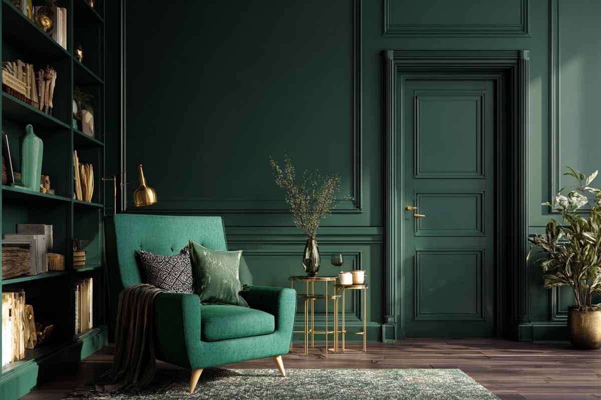 Bold Dark Green Modern Wall Paint Design Bold Dark Green Modern Wall Paint Design