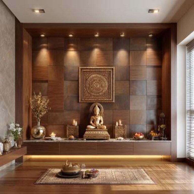 Brown Wooden Wall Panels Wall Design for Pooja Room Brown Wooden Wall Panels Wall Design for Pooja Room