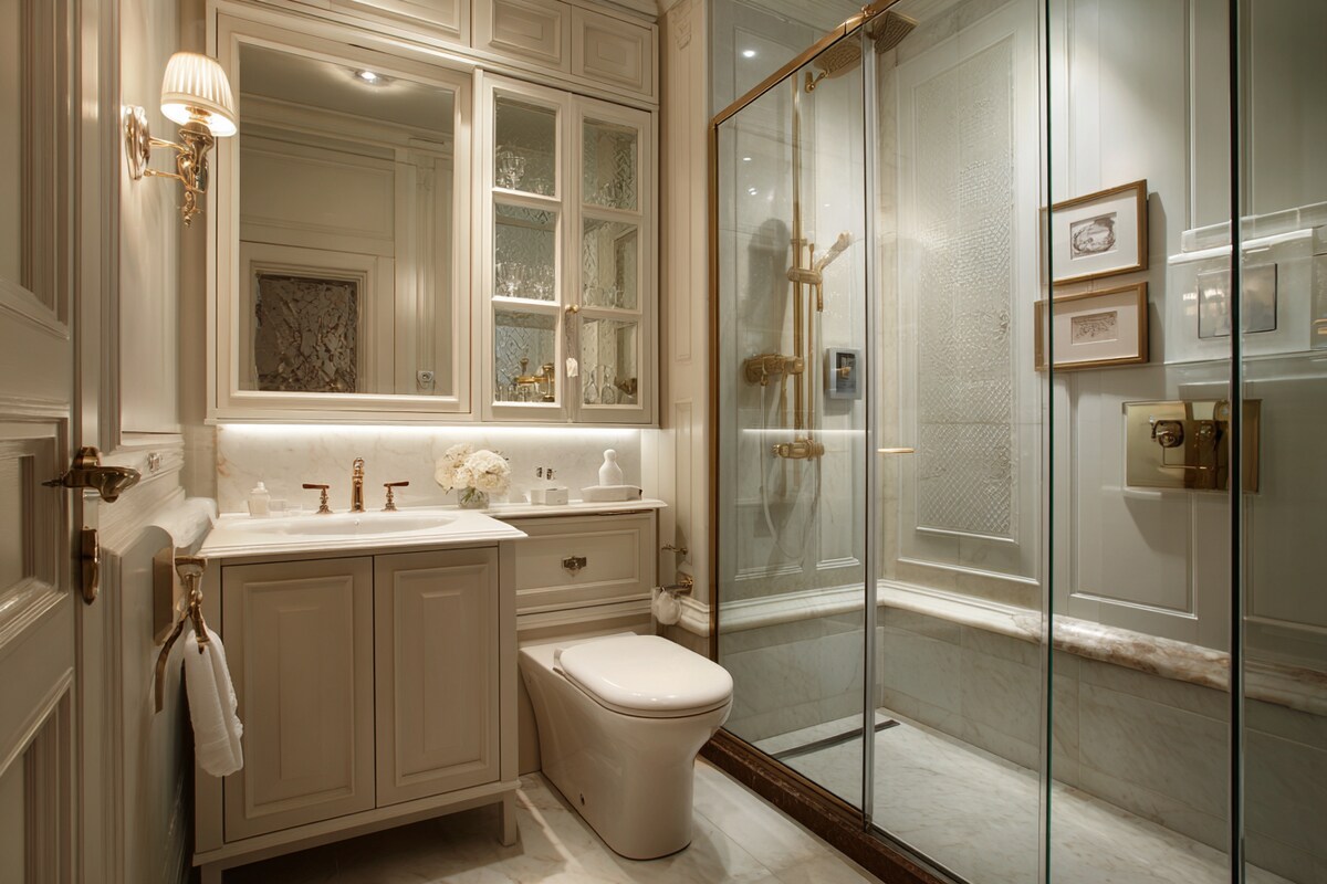 Classic Bathroom Design With A Backlit Mirror Classic Bathroom Design With A Backlit Mirror