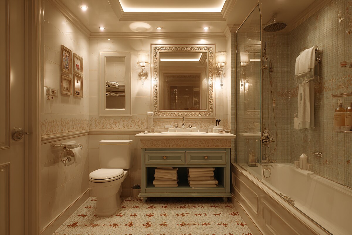 Classic Bathroom Design With Profile Lighting