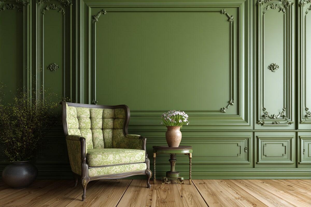 Classic Green Paint with Trims Wall Paint Design Classic Green Paint with Trims Wall Paint Design