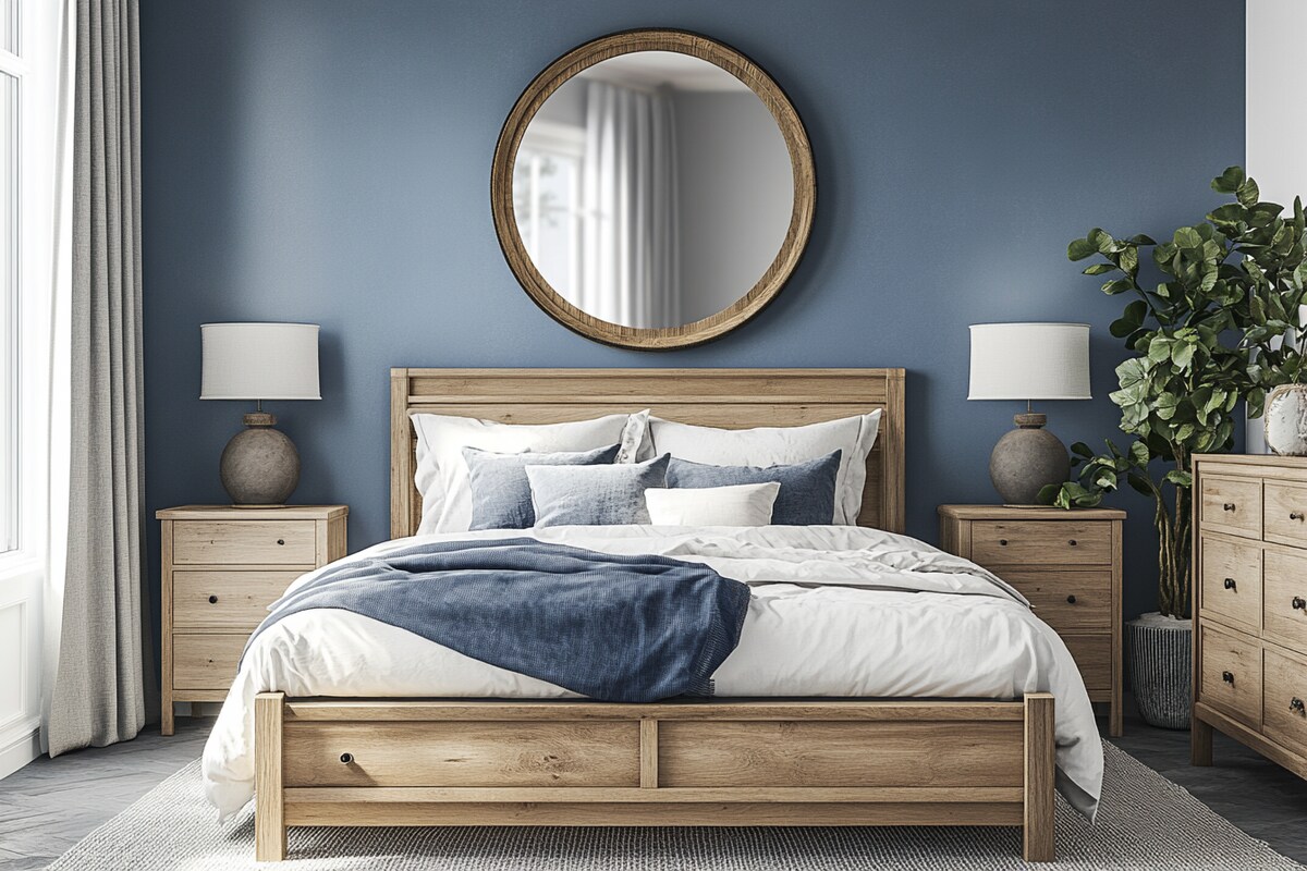 Classic Slate Blue Wall Paint Design with Matte Finish and Grey Tones Classic Slate Blue Wall Paint Design with Matte Finish and Grey Tones