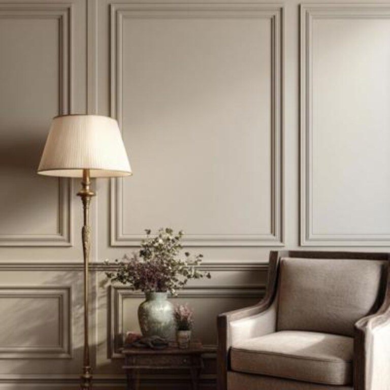 Classic Taupe Wall Paint Design with Panel Moulding Detailing
