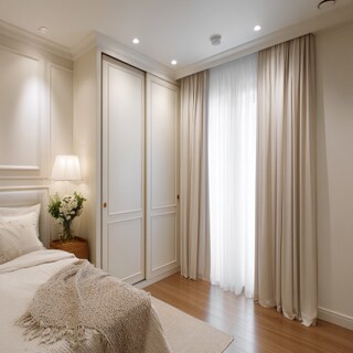 Contemporary 2-Door Sliding Wardrobe Design in Irish Cream