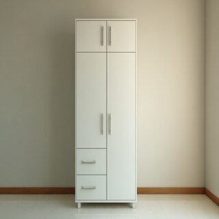 Contemporary 2-Door Swing Wardrobe Design Featuring Overhead Cabinets