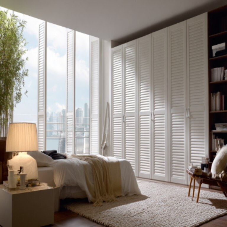 Contemporary 6-Door Swing Wardrobe Design in Matte Finish Shutters