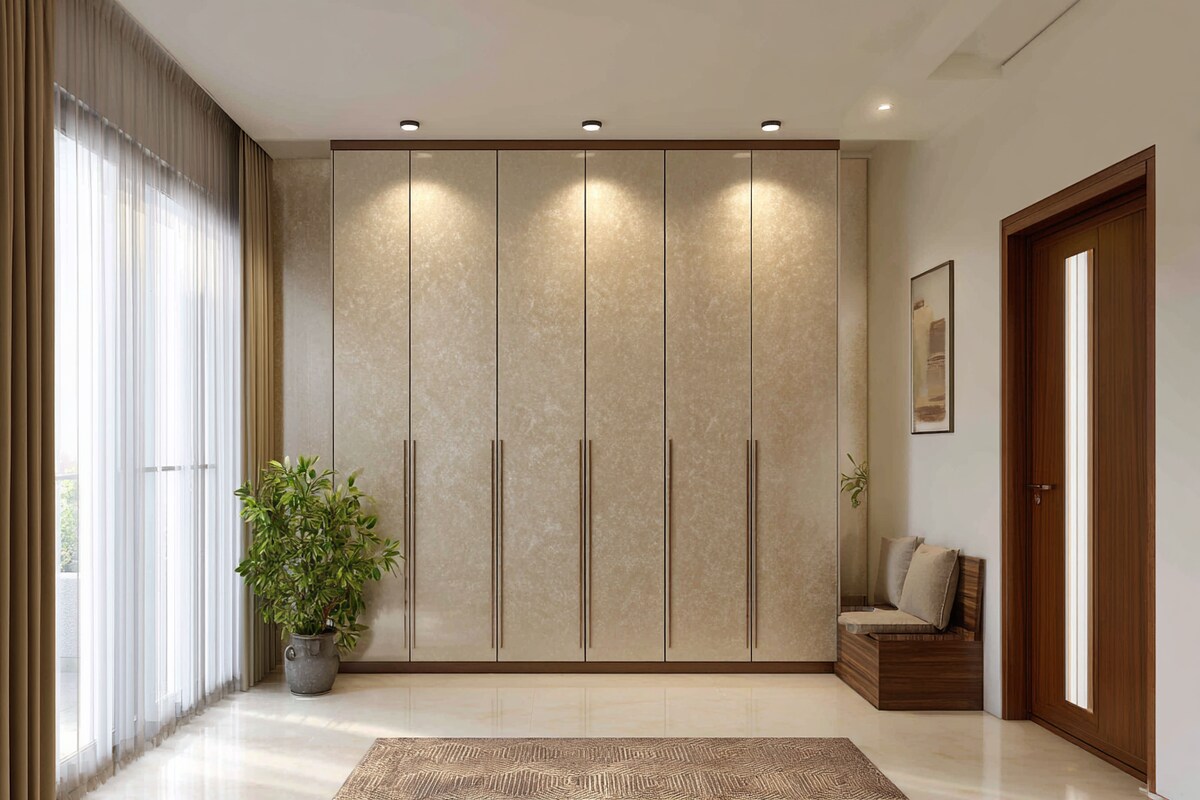 Contemporary 6-Door Swing Wardrobe Design with Membrane Finish Contemporary 6-Door Swing Wardrobe Design with Membrane Finish