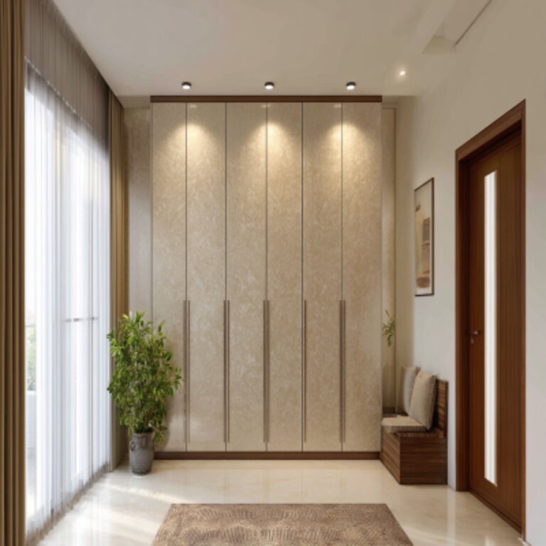Contemporary 6-Door Swing Wardrobe Design with Membrane Finish