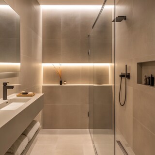 Contemporary Bathroom Design with Built-in Recessed Shelf