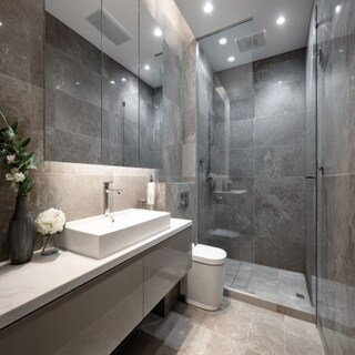 Contemporary Bathroom Design With Textured Wall Tiles