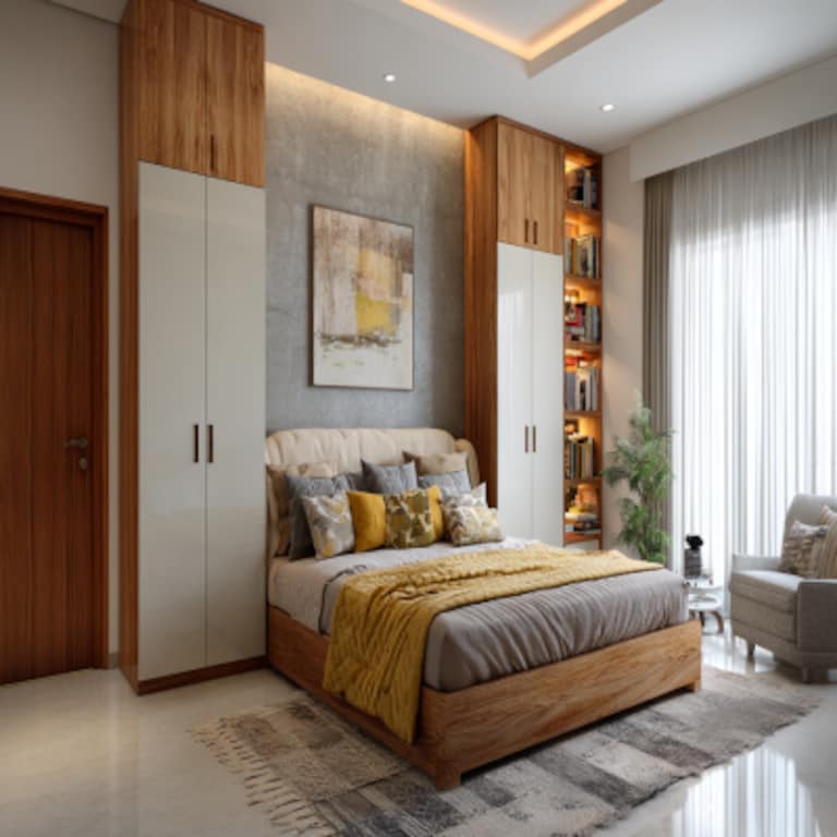 Contemporary Bedroom Design With A 4-Door Wardrobe
