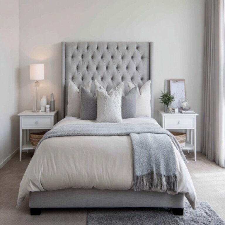 Contemporary Bedroom Design With A King Size Bed And White Side Tables