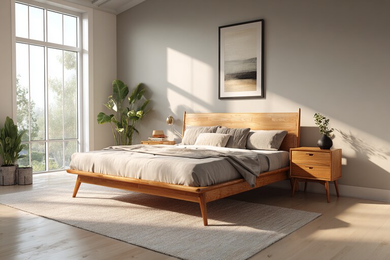 Contemporary Bedroom Design With A King Size Wooden Bed