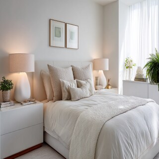 Contemporary Bedroom Design With A Queen Bed And White Side Tables