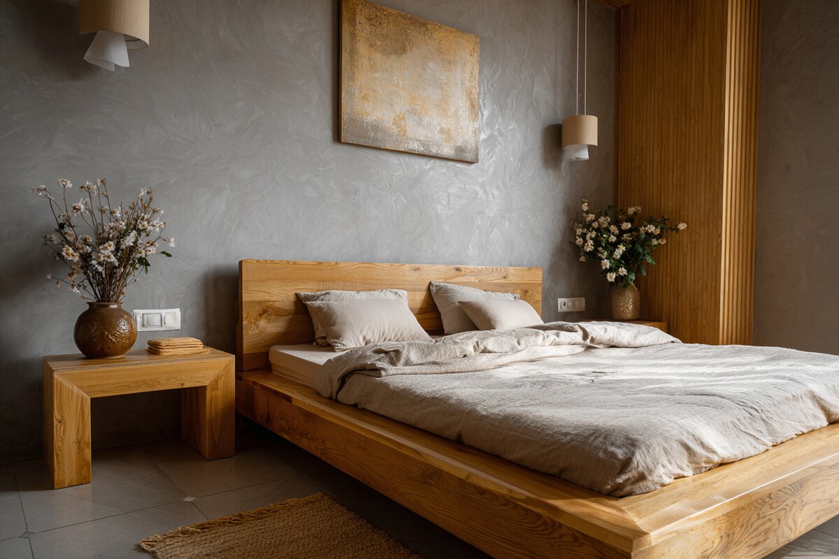Contemporary Bedroom Design With A Wooden King Size Bed And Side Table Contemporary Bedroom Design With A Wooden King Size Bed And Side Table