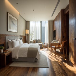 Contemporary Bedroom Design With Wooden Chairs And Table