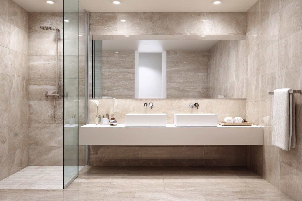 Contemporary Beige Bathroom Interior Design