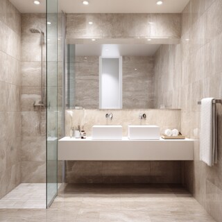 Contemporary Beige Bathroom Interior Design