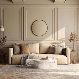 Contemporary Beige Wall Trims with Paint Wall Design for Living Room